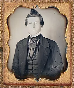 Handsome Light Eyed Young Sailor Wearing Anchor Pin 1/6 Plate Daguerreotype T486 - Picture 1 of 3
