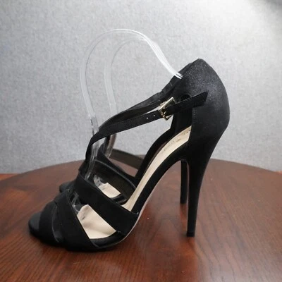 Sandalias Kate Spade con correa en T para mujer 9.5B negras de gamuza con tiras de tacón de aguja zapatos Foto 1 de 4