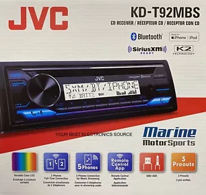 NEW JVC KD-T92MBS 1-DIN, AM/FM/CD Marine/Car Audio Receiver w/ Bluetooth, USB - Picture 1 of 1