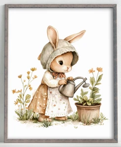 Impresión de arte de pared para guardería, lindo conejito impresión de arte para habitación de niños, decoración de pared para bebés #16 - Imagen 1 de 2