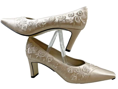 Zapatos Caparros Boda o Nochevieja Tacones Champagne Florales Cuentas Talla 8 B Foto 1 de 4