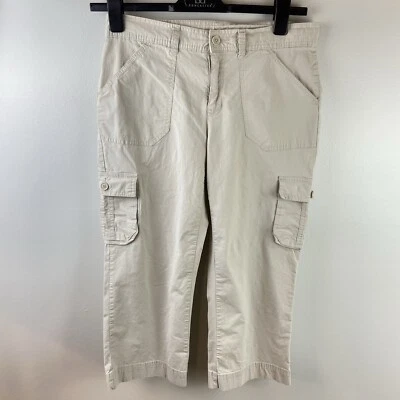 Pantalones capri Izod Cargo algodón tiro medio bolsillos talla 6 Foto 1 de 4