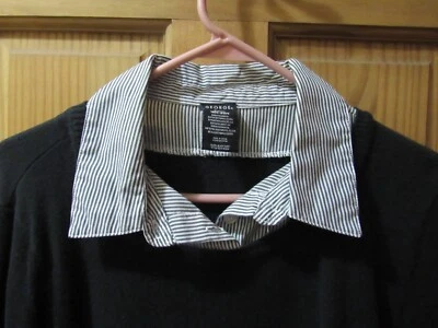 George Designed女式18w-20w 2XL条纹衬衫黑色毛衣 — 第 1/3 张图片