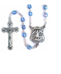 RUNDE SAPHIRGLAS PERLEN ST. MICHAEL MITTIG ROSENKRANZ KREUZ KRUZIFIX - Bild 1 von 1