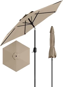 7.5FT Outdoor Patio Umbrella, Outdoor Table Umbrella, Pool (Tan) - Picture 1 of 7