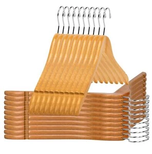 Quality Semi Curved Wooden Suit Hangers 80-Pack Smooth Finish Solid Wood Coat... - Picture 1 of 9