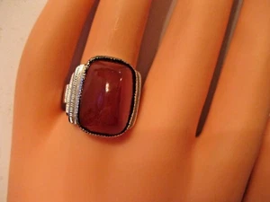 VINTAGE 10K WHITE GOLD “UNISEX” RING with NATURAL CARNELIAN - Picture 1 of 4