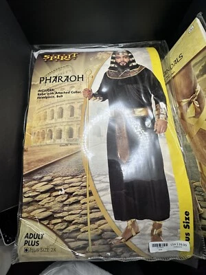 Novo Roupão Faraó Espírito e Sandálias Roman Douradas Fantasia de Halloween Adulto Plus Size - Imagem 1 de 4