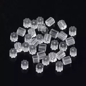 Ohrringrücken - klare Kunststoff Ohrmuttern in praktischer Behälter, 3x3mm ca. 490 Stück - Bild 1 von 3