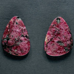 35x25mm Eudialyte Piedra Natural Roja Gema Eudialyte Par a juego para pendientes. - Imagen 1 de 1