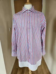 ETON Blue Pink White STRIPED Contemporary SHIRT 18 46 3XL 46" Chest Long Sleeve - Picture 1 of 24
