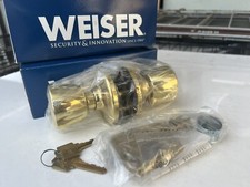 Kwikset Weiser Beverly Satin Nickel & Brass Keyed Entrance Door Knob (Pack of 2)