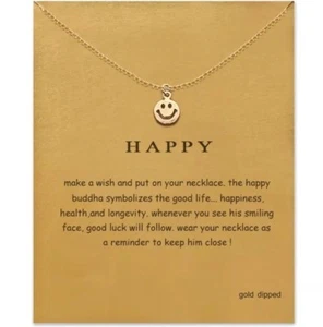 Smiley face necklace smile Silver Charm Emoji happy Jewelry inspirational Womens - Picture 1 of 4