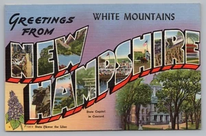 Postcard NH Large Letter Greetings from White Mountains New Hampshire Posted 61 - Picture 1 of 2