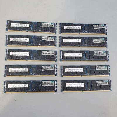 [Lot of 10] HYNIX 16GB DDR3 2Rx4 PC3L-10600R Server Memory RAM HMT42GR7MFR4A - Image 1 of 2