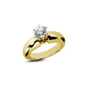 1.20ct F VS2 Round Natural Diamond Yellow Gold Classic Solitaire Engagement Ring - Picture 1 of 8