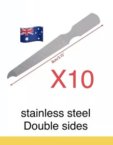 10pcs Dual Sided Stainless Steel Metal Nail File Art Pedicure Manicure Tool - Picture 1 of 1