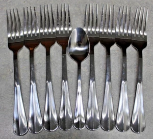 Set Of 8 Towle Hartford glossy Stainless Steel Dinner Forks & 1 Teaspoon - Picture 1 of 6