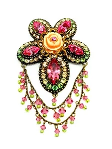 Lovely Elegant Michal Negrin Brooch Colourful Crystal Beautiful. - Picture 1 of 9