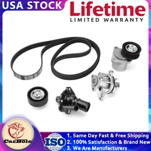 Engine Water Pump & Thermostat & Belt & Tensioner for Ford Focus Mazda 6 Mazda 3 - Picture 1 of 16