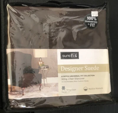 Sure Fit Stretch Universal Fit - Wing Chair Slipcover - choclate Brown 26”-32” - Image 1 of 2