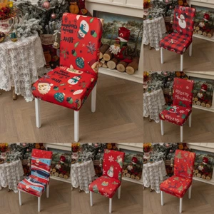 4P Christmas Chair Cover Seat Protector Dining Kitchen Hotel Living Room Wedding - Picture 1 of 35