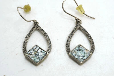 RL Israel Sterling Silver & Roman Glass Dangle Earrings - Image 1 of 4