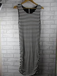 Marcs womens pencil dress L 14 black white stripe exposed zip - Picture 1 of 9