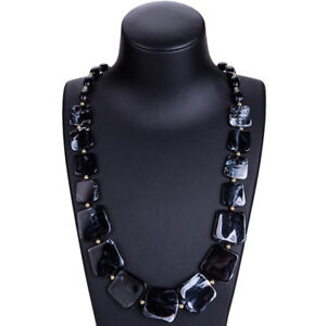Womens Geometric Acrylic Long Chain Necklace Pendant Bib Choker Chunky Statement