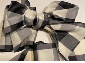 Posten 18 Yds Band Büffel kariert schwarz creme 9,25" breit für Dekor/Basteln - Bild 1 von 5