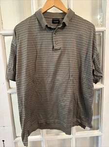 Camisa Polo Izod Para Hombre Talla L Gris Rayas Manga Corta Doble Algodón Mercerizado - Imagen 1 de 8