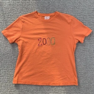Johnny Was Shirt Medium M Orange Embroidered Tee 2000 Y2K VTG Top Womens - Picture 1 of 11
