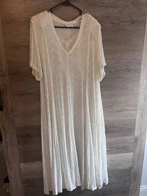 Maxi Vestido Cottagecore Prairie Vintage Lola P Boho Encaje Talla M Marfil Bordado Foto 1 de 4