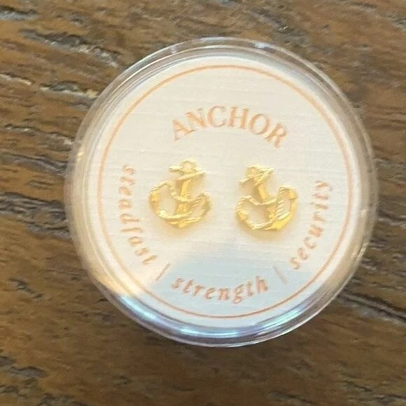 Alex and Ani Gold Anchor Stud Earrings NEW Foto 1 de 4