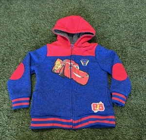 Boys Lightning McQueen Cars Zip Up Sherpa Lined Size 5 Disney Kids Vintage - Picture 1 of 5