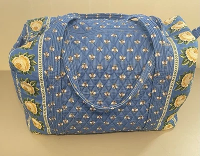 Vintage Rare Vera Bradley Bee's Lg Duffle Travel Bag Blue/Yellow Outer Pocket - Image 1 of 4