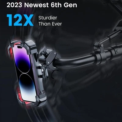 Motorcycle Phone Mount 1s Auto Lock 100mph Military Anti-Shake Bike Phone Hol  - Image 1 of 4