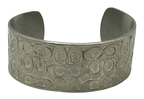 Bracciale Coach 1941 firma logo tono argento 2 5 pollici così com'è leggera piega