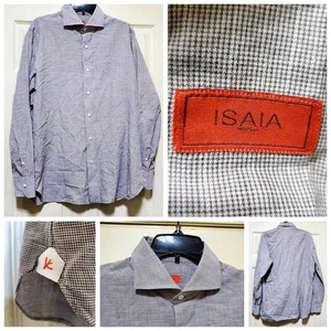 ISAIA Napoli Oberhemd Herren 16,5 42 grau Micro Check Made in Italy Leuca Mix - Bild 1 von 18