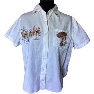 VTG Solutions Original Womens ButtonUp Floral Embroidered Sh. Sleeve Shirt 90s** - Picture 1 of 13