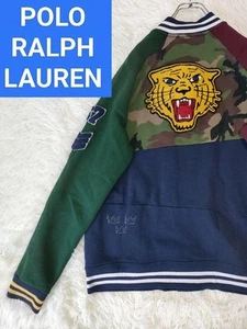 Polo Ralph Lauren Men's Letterman Tiger Varsity Jacket Navy Green Red Camouflage - Picture 1 of 10