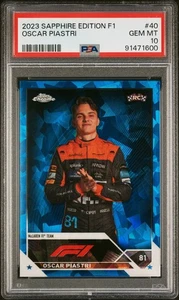 PSA 10 - 2023 TOPPS CROMO FÓRMULA 1 EDICIÓN ZAFIRO #40 OSCAR PIASTRI - Imagen 1 de 2