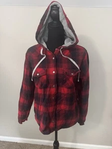 Roper Western Red Flannel Plaid Hoodie Jacket Womens Small Red Thermal Lining - Picture 1 of 5