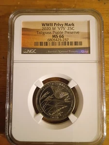 2020 W Kansas Tallgrass Preserve NGC MS66 V75 Privy Quarter 25c West Point - Picture 1 of 8