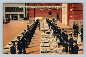 Newport RI-Rhode Island U.S.Naval Training Station Tasche Inspektion Leinen Postkarte - Bild 1 von 2