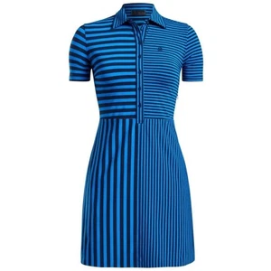 G/FORE Mixed Gestreiftes Golfkleid Damen XL Blau Schwarz Kurzarm Knopfleiste FLECK - Bild 1 von 16