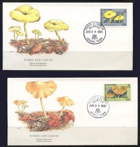 Turks and Caicos Islands: 1991 Mushrooms Audubon Society First Day Covers - Picture 1 of 1