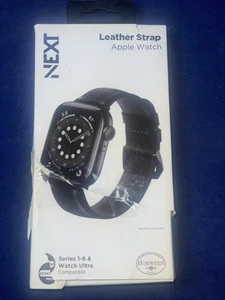 Black Horween Leather Band for Apple Watch 42, 44, 45mm 49mm (Series 1-8) - Picture 1 of 3
