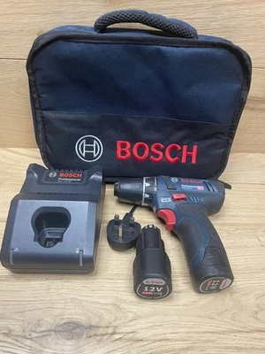 Bosch GSR 12V-15 Professional Cordless Drill Driver 2 batteries Charger Case  - Image 1 of 4
