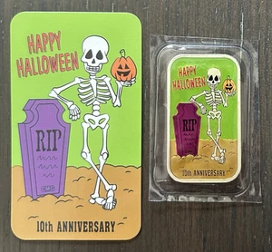 CMG Mint Happy Halloween Anniversary 1 Oz .999 Silber emailliert Kunstbarren mit COA - Bild 1 von 4